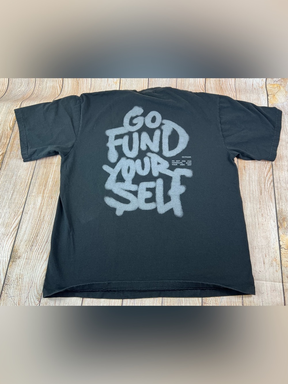 Mens Outrank Go Fund Yourself Ultra Heavyweight Black T Shirt Size XL